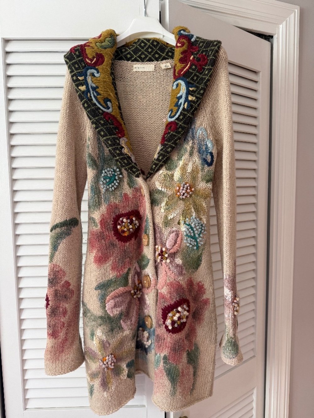 Anthropologie Sleeping on Snow Painted Poppy Cardigan XS